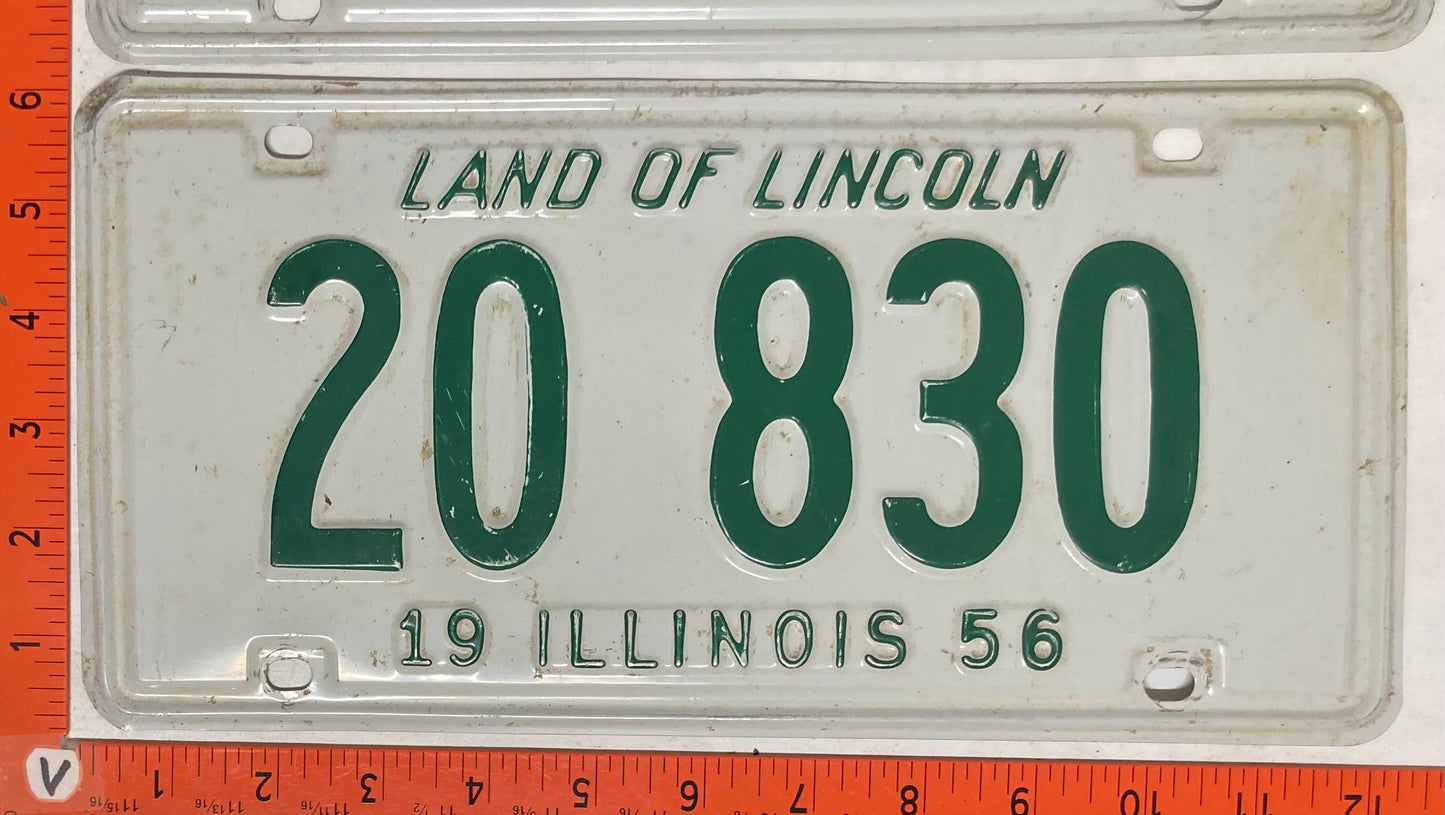1956 Illinois #20 830 Passenger License Plate (Pair)