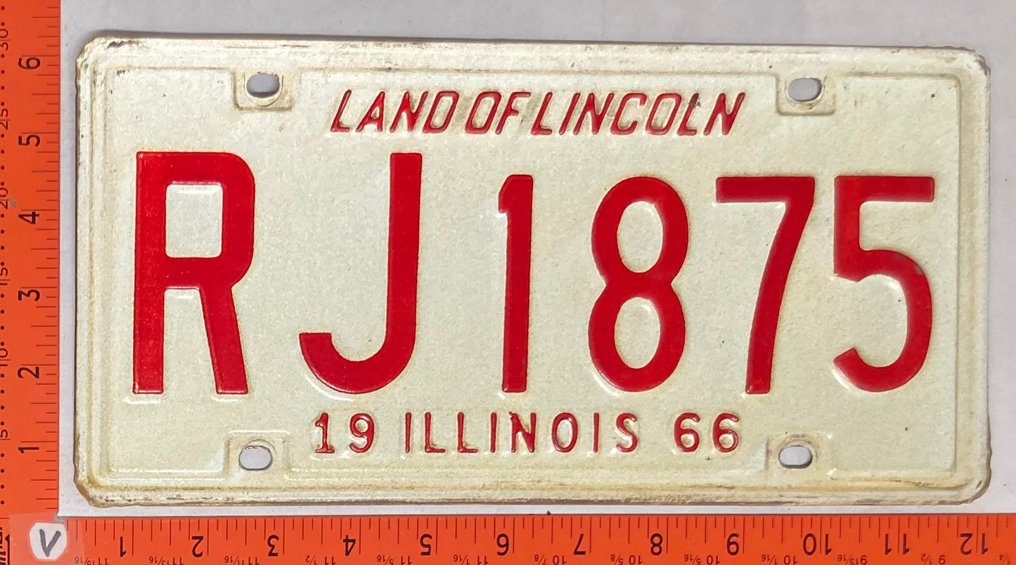 1966 Illinois #RJ1875 Passenger License Plate
