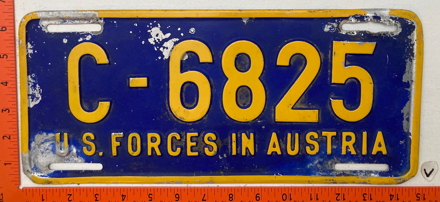 Undated U. S. Forces Austria #C-6825 Passenger License Plate