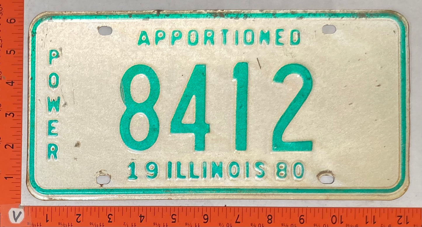 1980 Illinois #8412Truck Apportioned Vehicle License Plate
