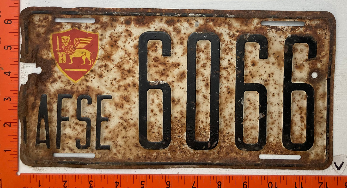 Undated Allied Forces Southern Europe #6066 Passenger License Plate