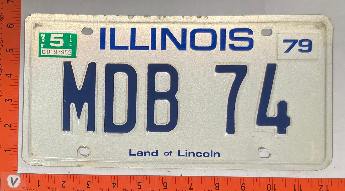 1981 Illinois #MDB 74 Passenger License Plate (Vanity)