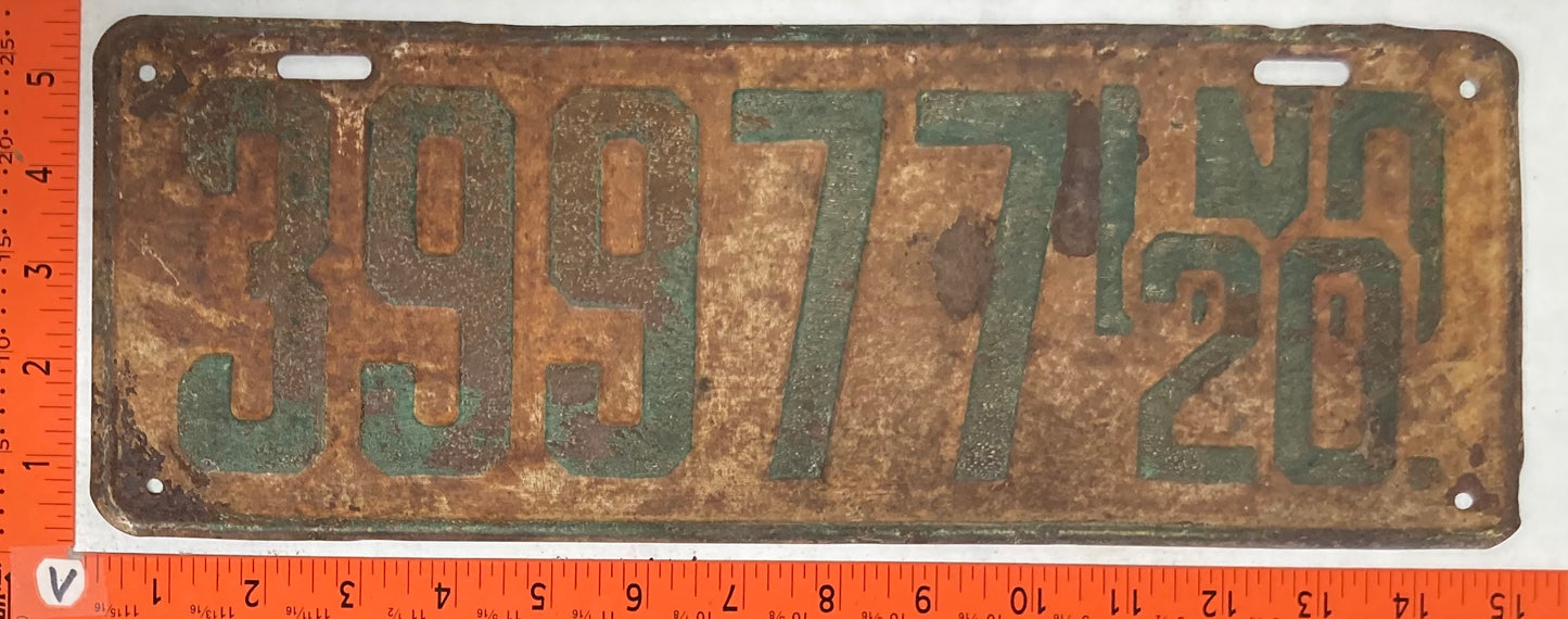 1920 Indiana #39977 Passenger License Plate