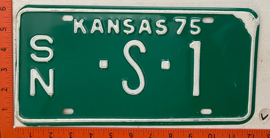 1975 Kansas #S/N -S-1 Governer License Plate