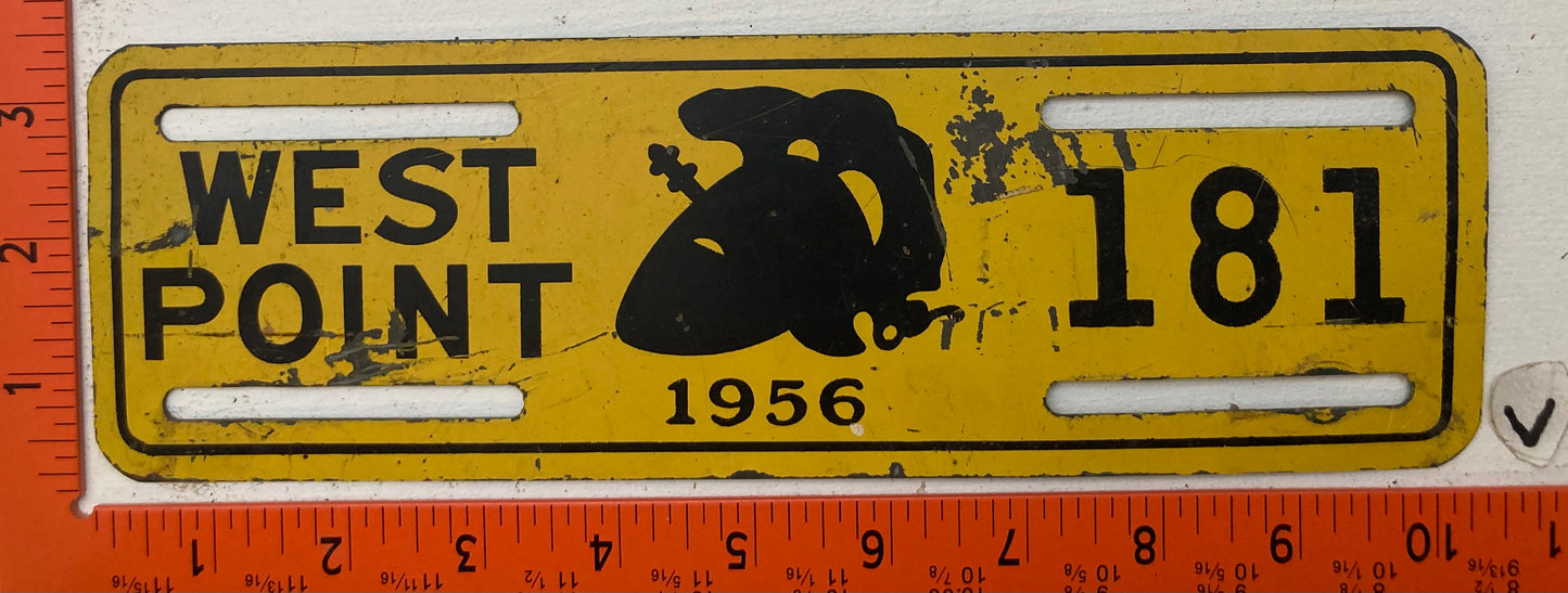 1956 U.S. Military Academy, West Point #181 License Plate