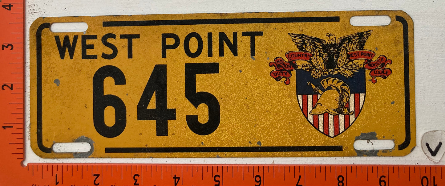 Undated U.S. Military Academy, West Point #645 License Plate