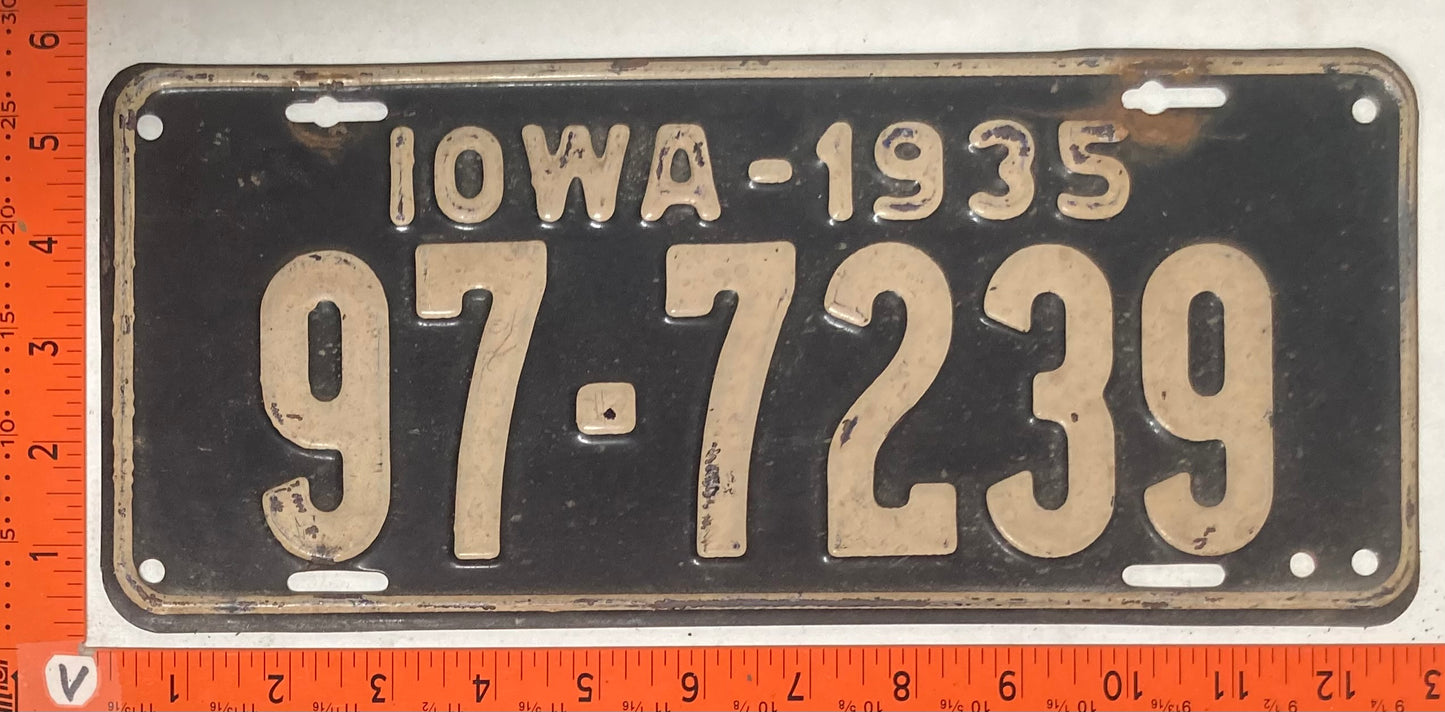 1935 Iowa #97-7239 Passenger License Plate
