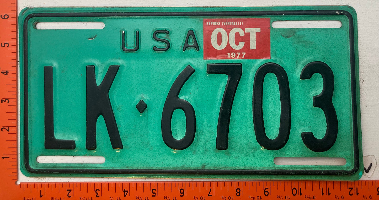 1977 U.S. Forces Germany #LK-6703 License Plate
