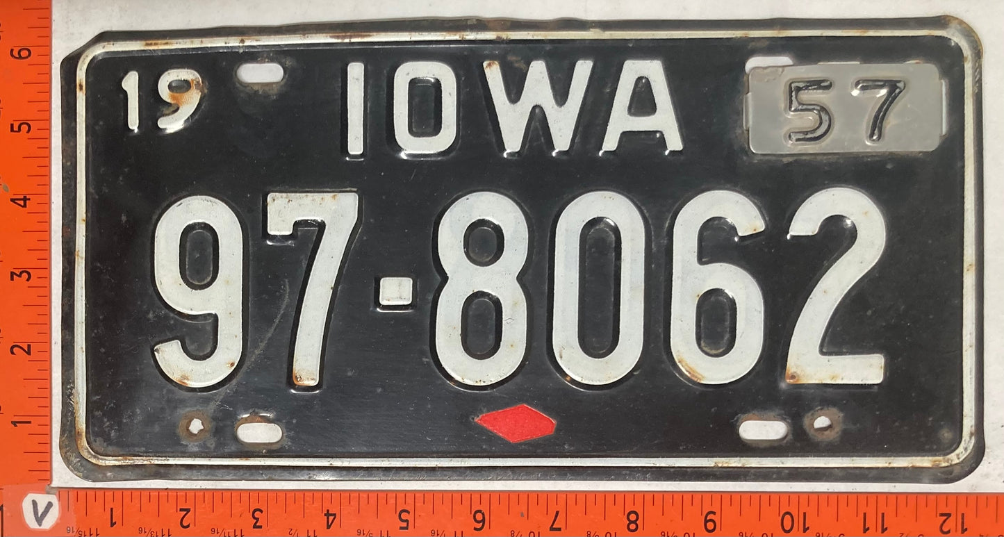 1957 Iowa #97-8062 Passenger License Plate
