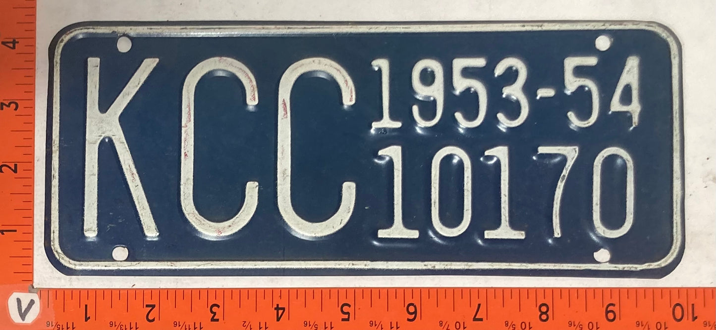 1954 Kansas #KCC 10170 Supplemental License Plate