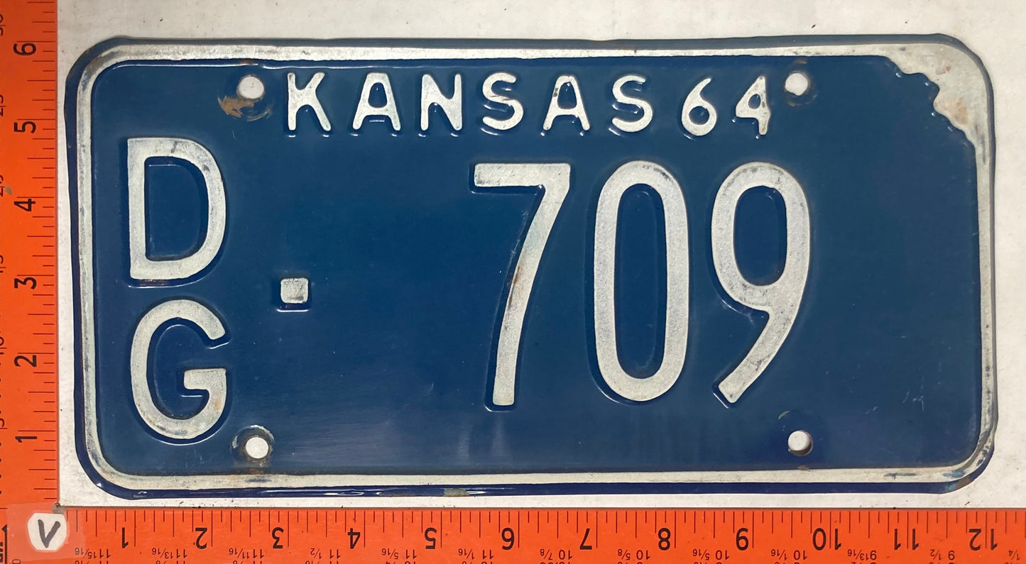1964 Kansas #D/G-709 Passenger License Plate