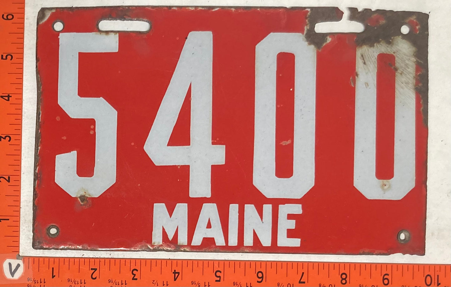 1910 Maine #5400 Passenger License Plate (Porcelain)