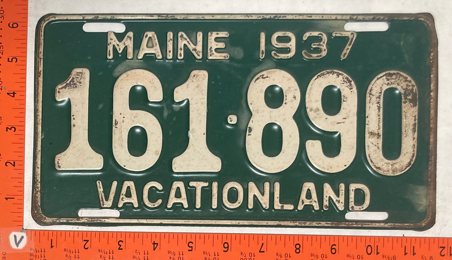 1937 Maine #161-890 Passenger License Plate