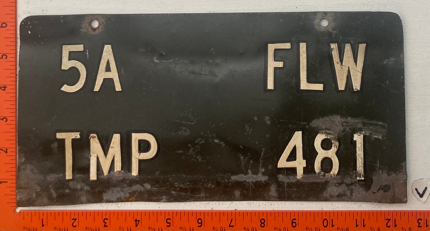 Undated U.S. Army #5A/TMP FLW/481 License Plate