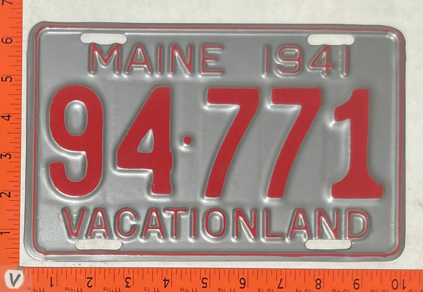 1941 Maine #94-771 Passenger License Plate (Repaint)