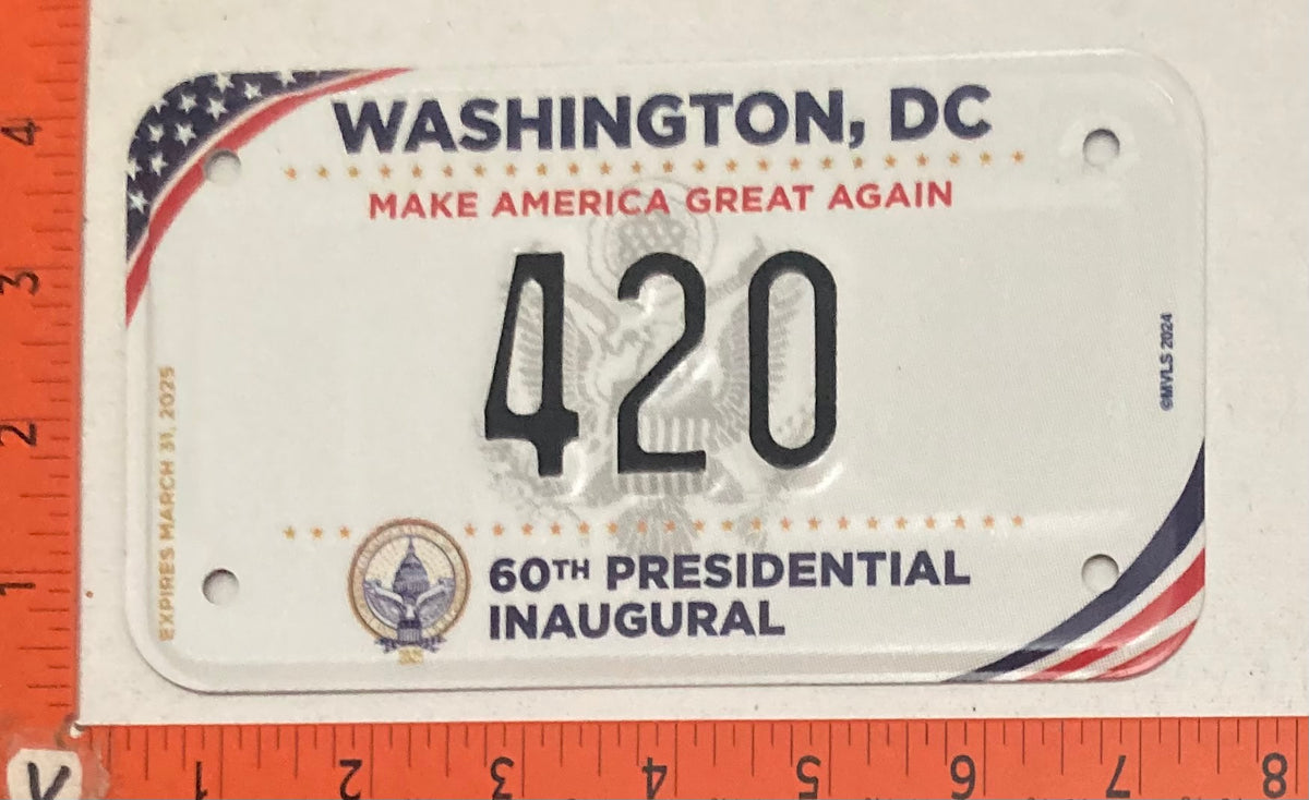 2025 Washington, DC # 420 Presidential Inaugural Motorcycle License Plate