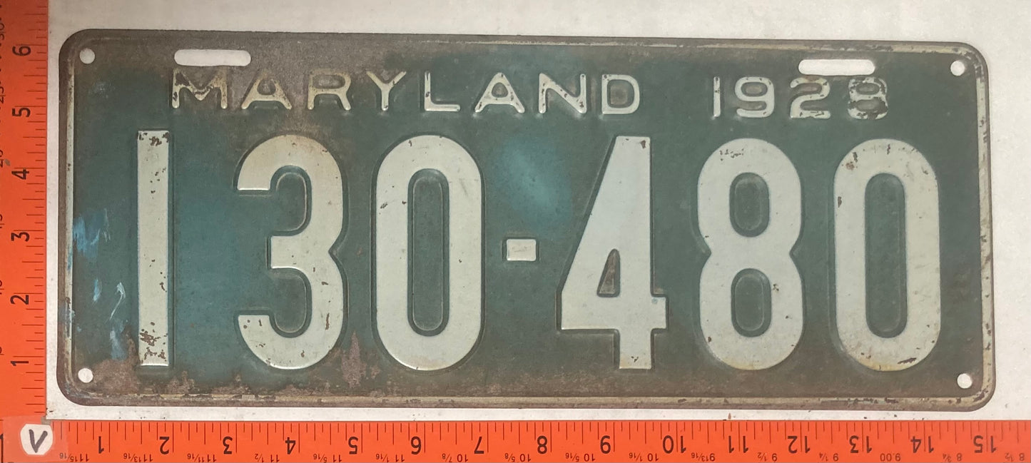 1928 Maryland #130-480 Passenger License Plate