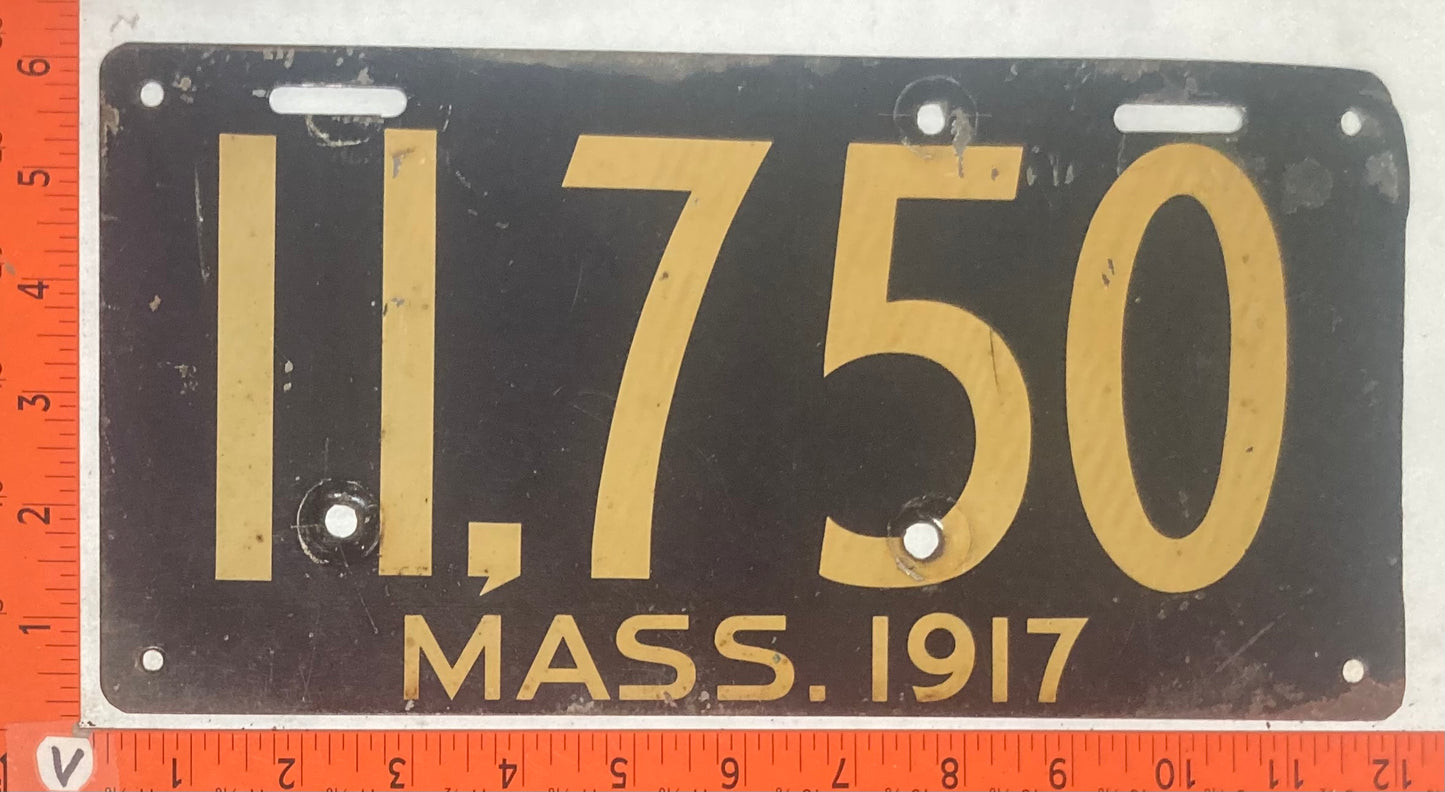 1917 Massachusetts #11.750 Passenger License Plate