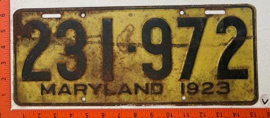 1923 Maryland #231-972 Passenger License Plate