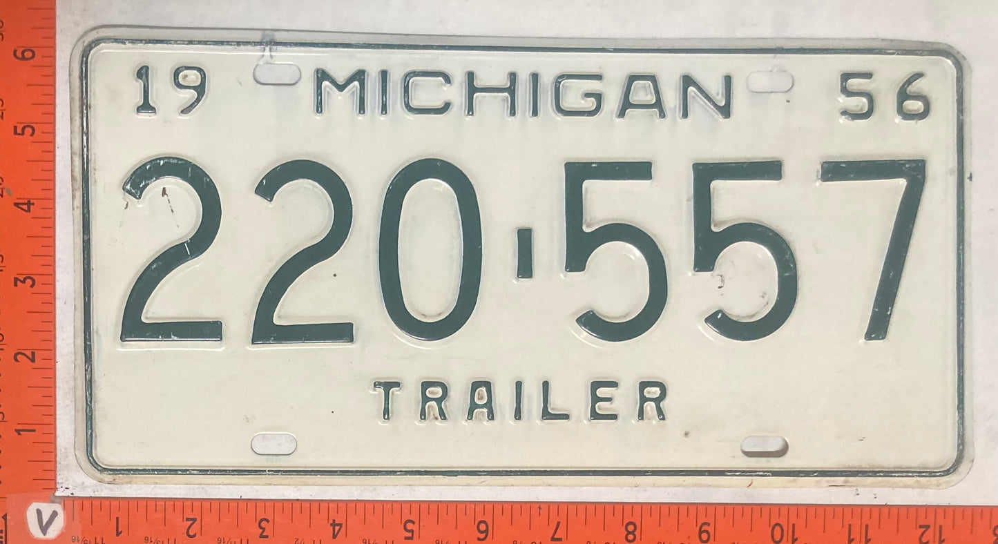 1956 Michigan #220-557 Trailer License Plate