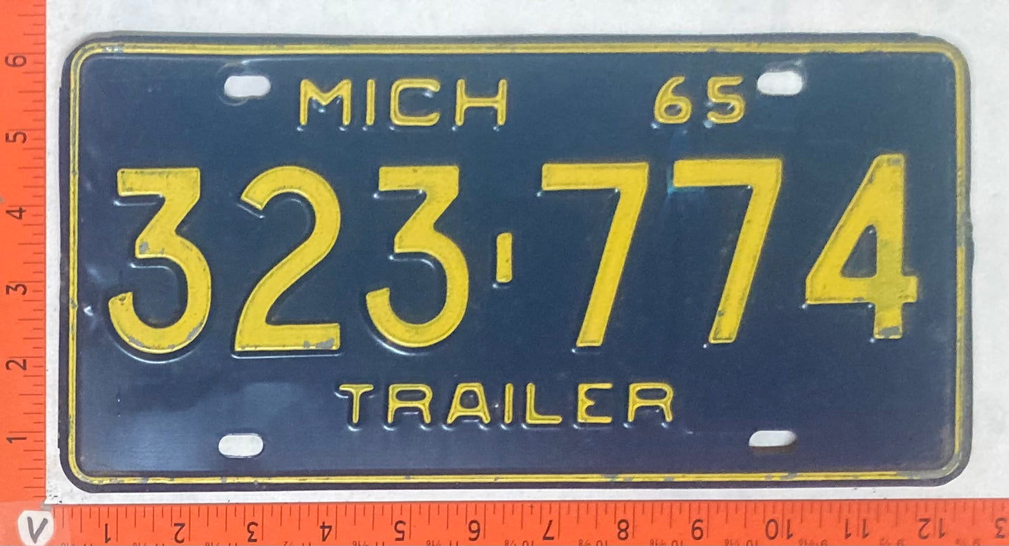 1965 Michigan #323-774 Trailer License Plate