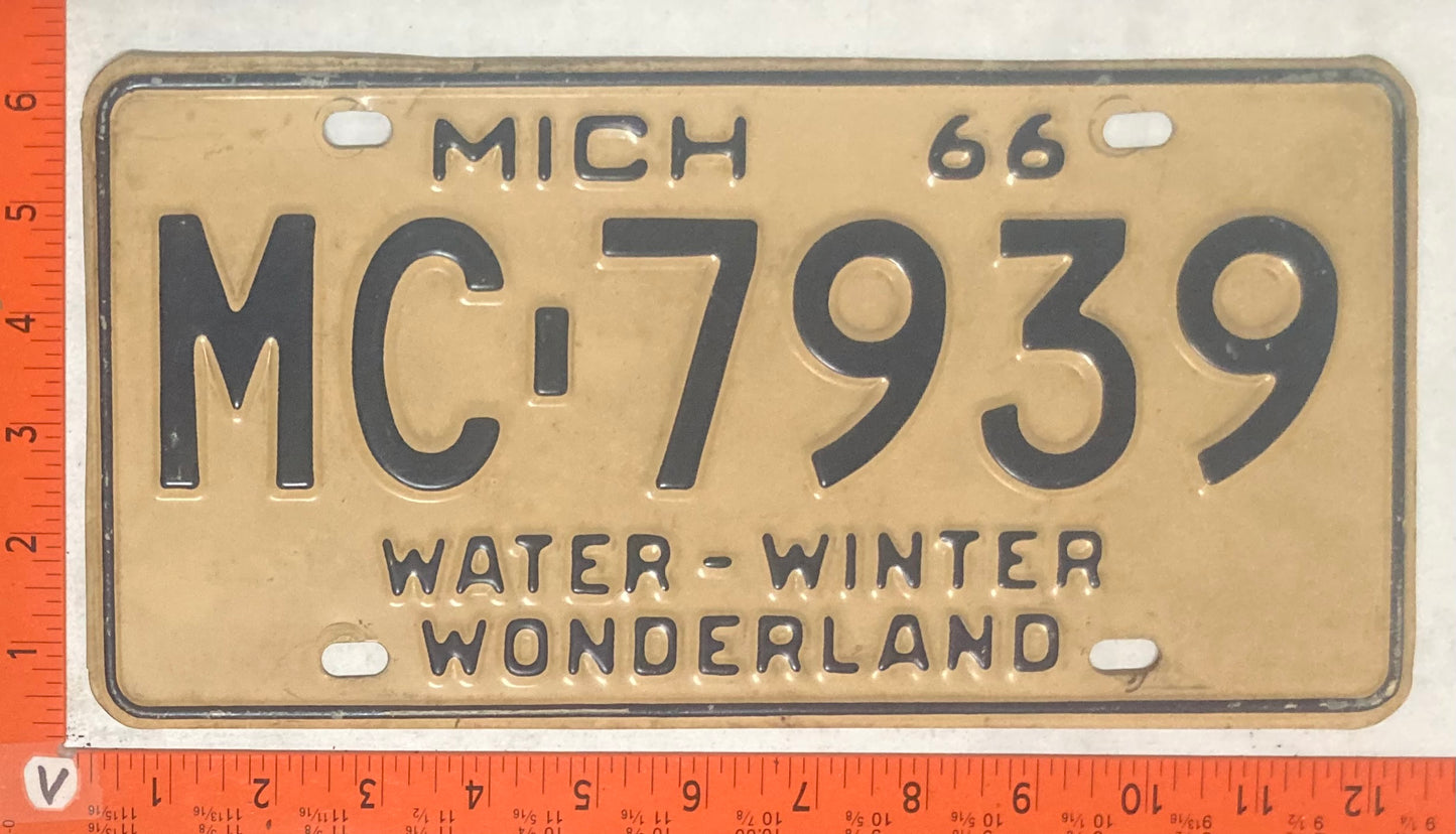1966 Michigan #MC-7939 Passenger License Plate