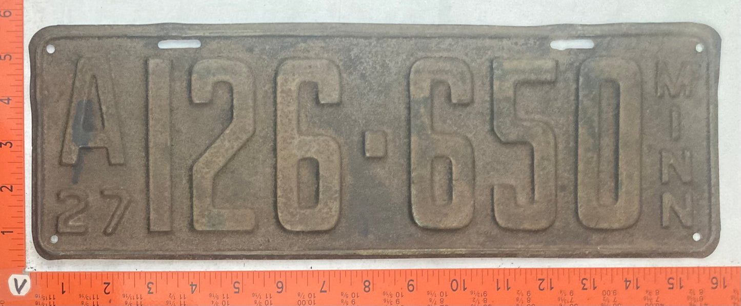 1927 Minnesota #A126-650 Passenger License Plate