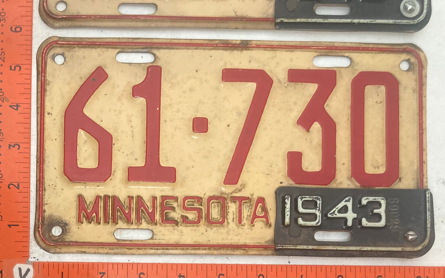 1943 Minnesota #61-730 Passenger License Plate (Pair)