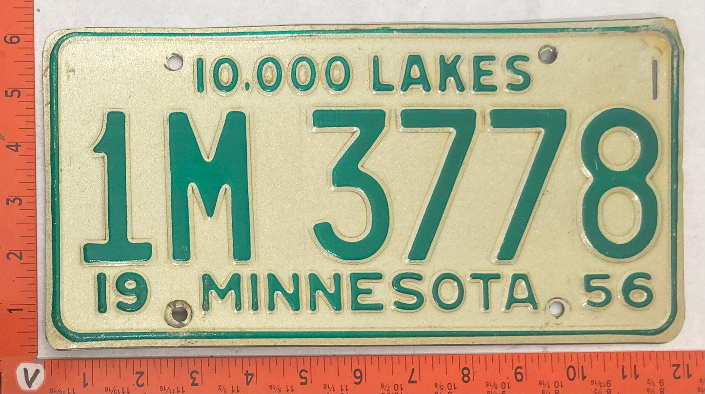 1956 Minnesota #1M 3778 Passenger License Plate