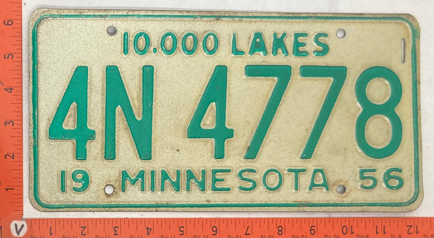 1956 Minnesota #4N 4778 Passenger License Plate