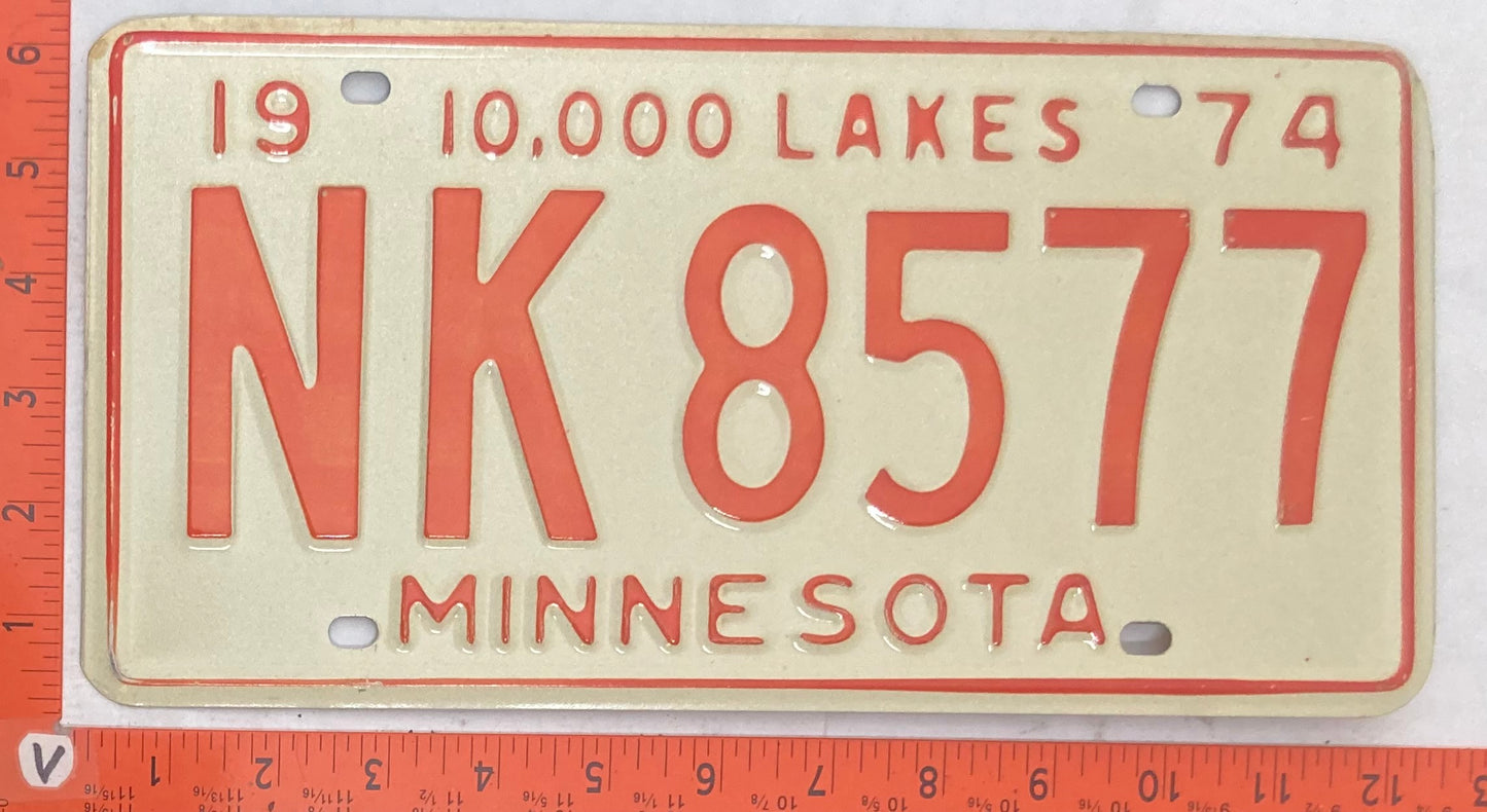1974 Minnesota #NK 8577 Passenger License Plate