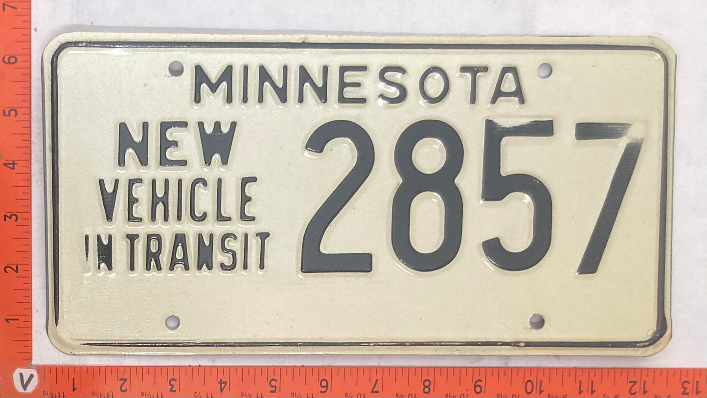 1976 Minnesota #2857 New Vehicle Transit License Plate