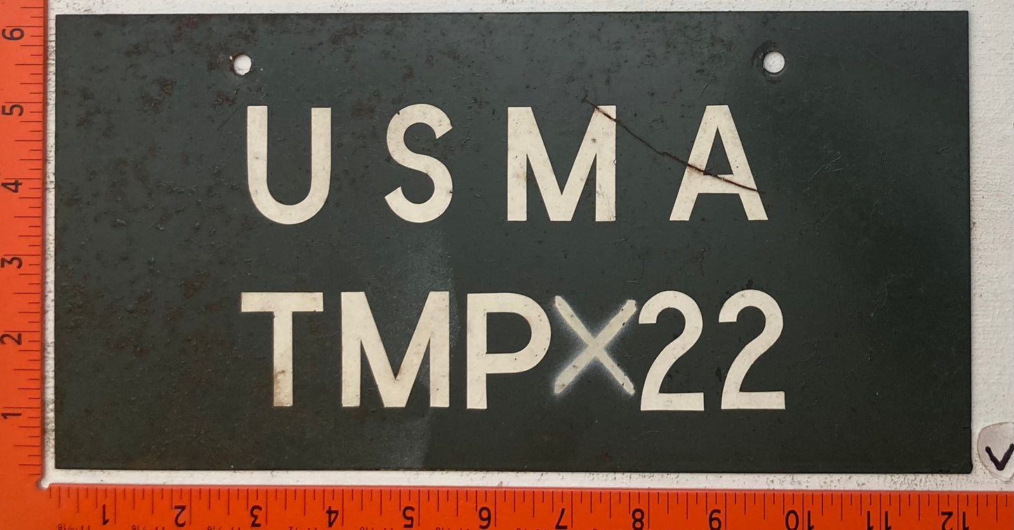 Undated U.S. Military Academy #TMP X22 License Plate