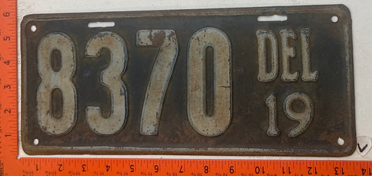 1919 Delaware #8370 Passenger License Plate