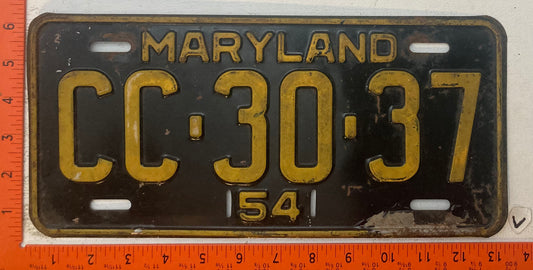 1954 Maryland #CC-30-37 Passenger License Plate