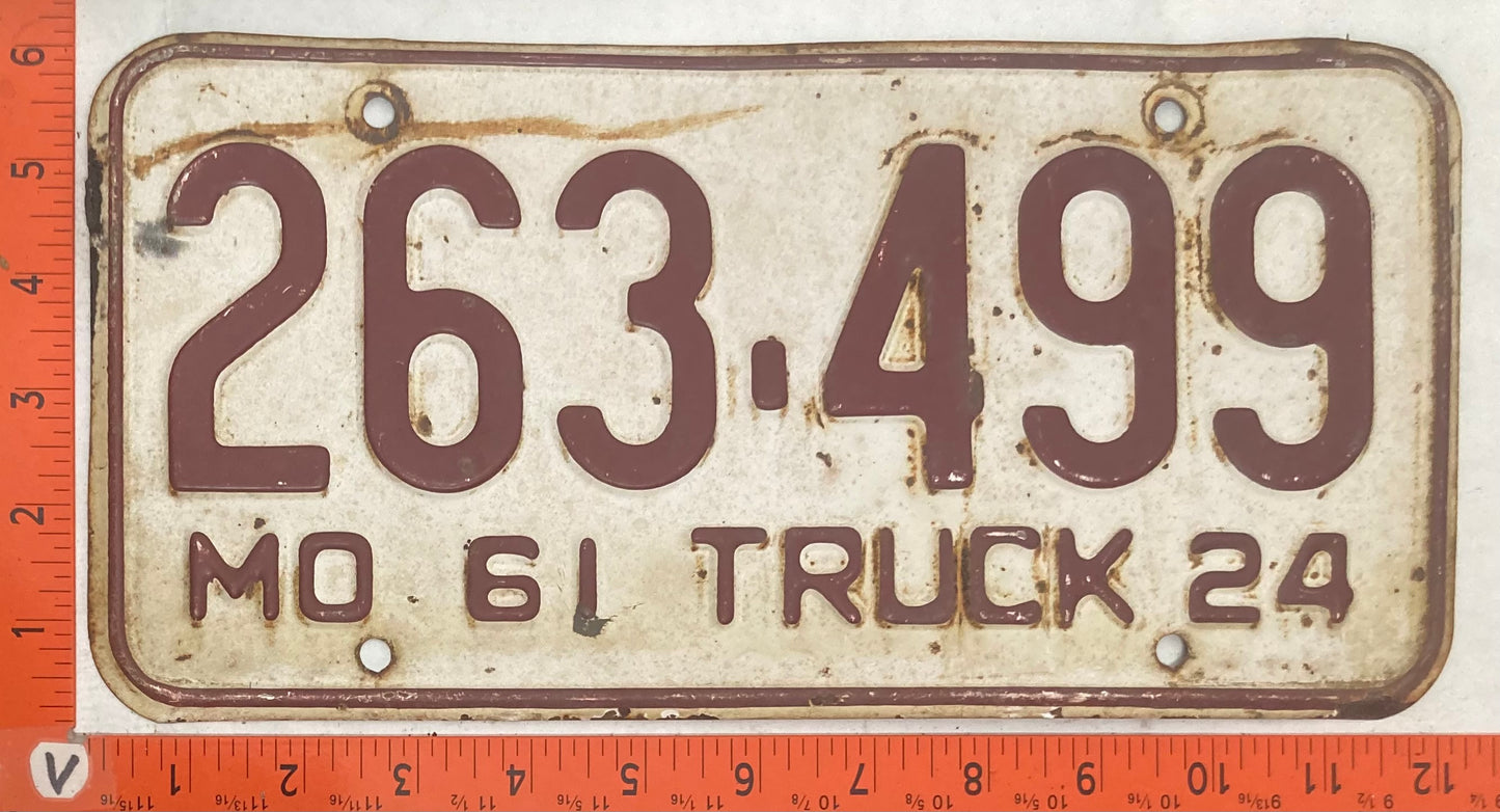 1961 Missouri #263-499 Truck License Plate
