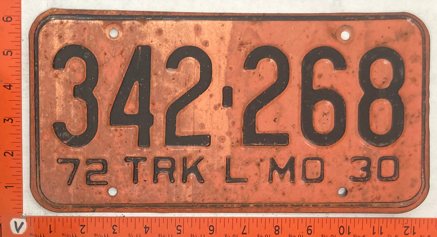1972 Missouri #342-268 Truck License Plate