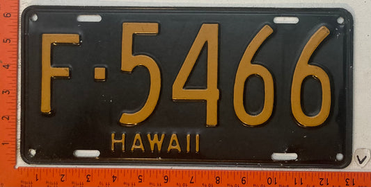 1953 Hawaii #F-5466 Passenger License Plate