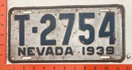1939 Nevada #T-2754 Commercial Truck License Plate