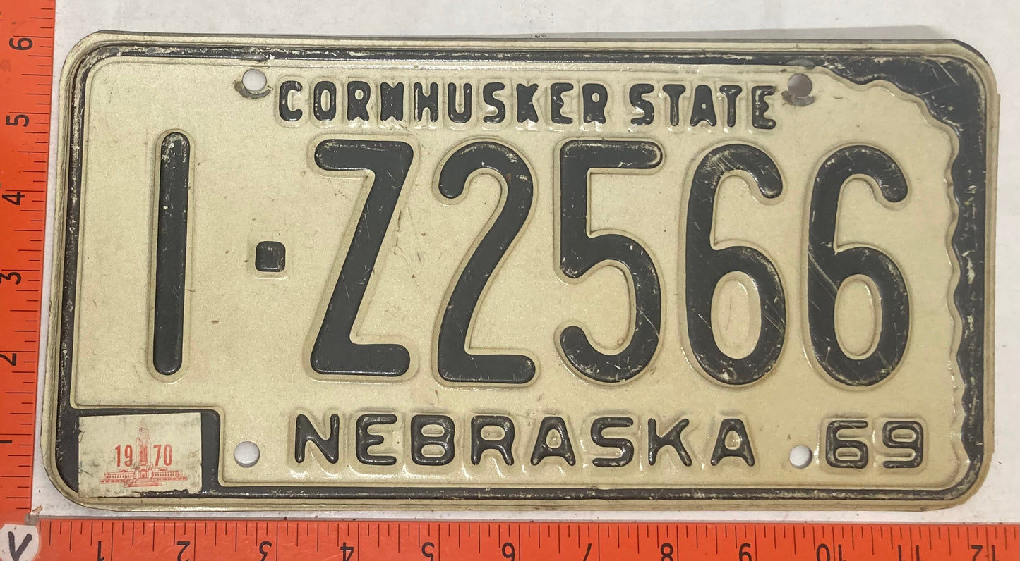 1970 Nebraska #1-Z2566 Passenger License Plate