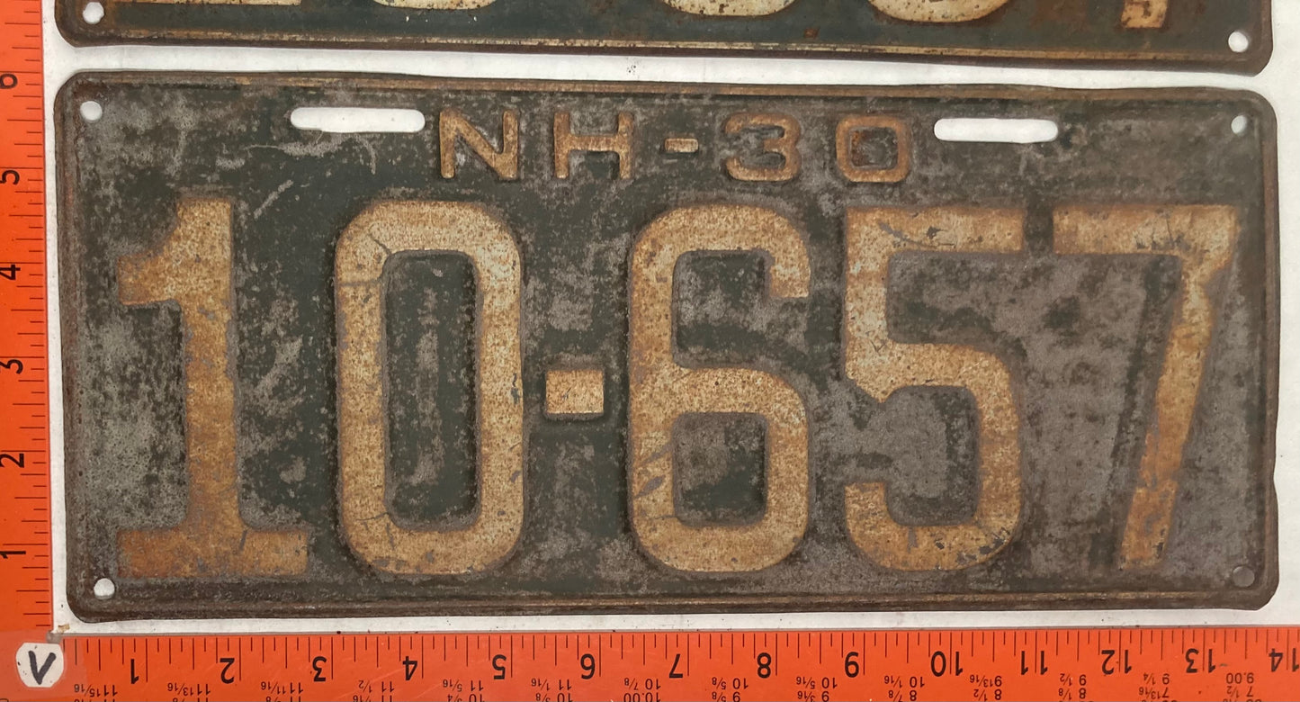 1930 New Hampshire #10-657 Passenger License Plate (Pair)