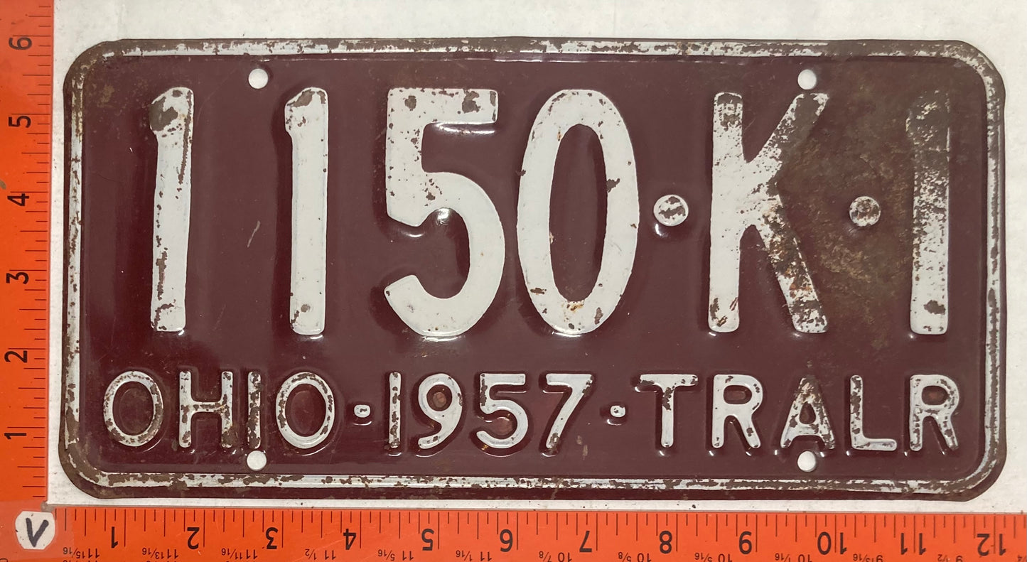 1957 Ohio #1150-K-1 Trailer License Plate