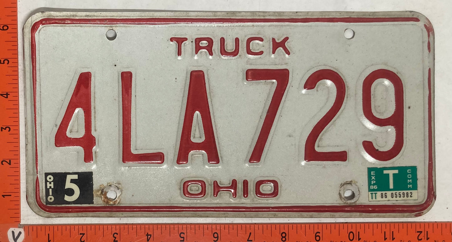 1986 Ohio #4LA729 Truck License Plate