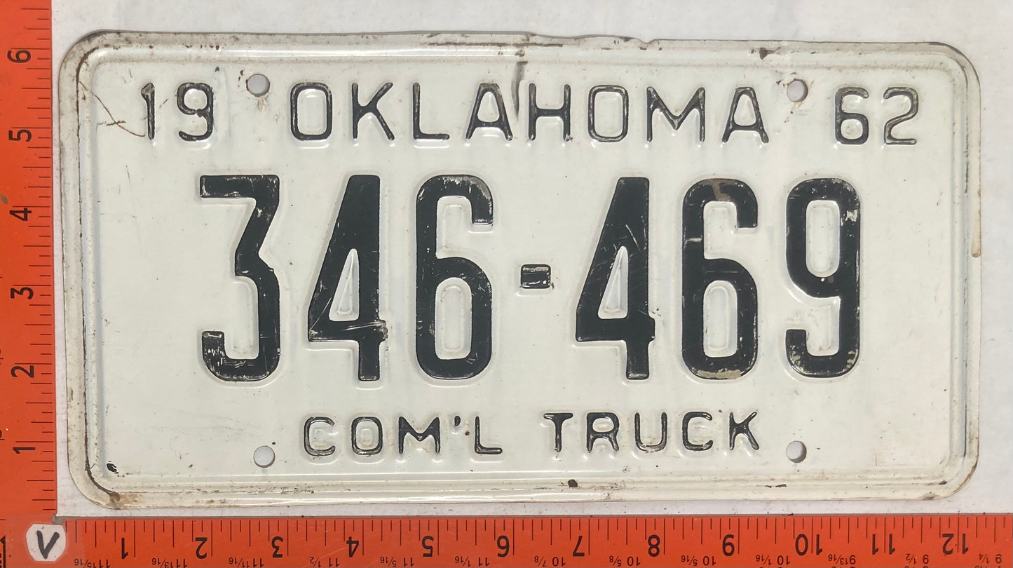 1962 Oklahoma #346-469 Commercial Truck License Plate