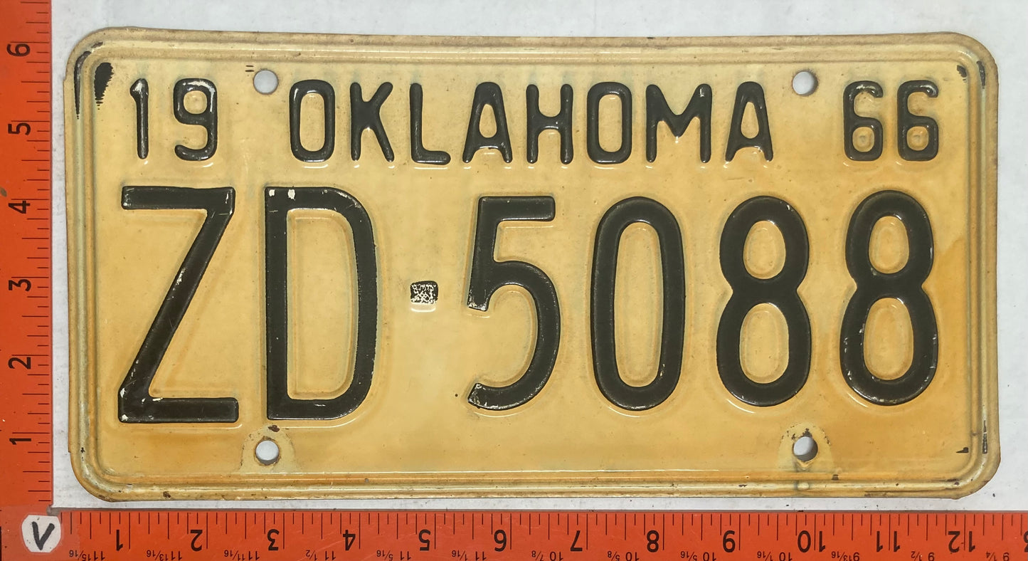 1966 Oklahoma #ZD-5088 Passenger License Plate