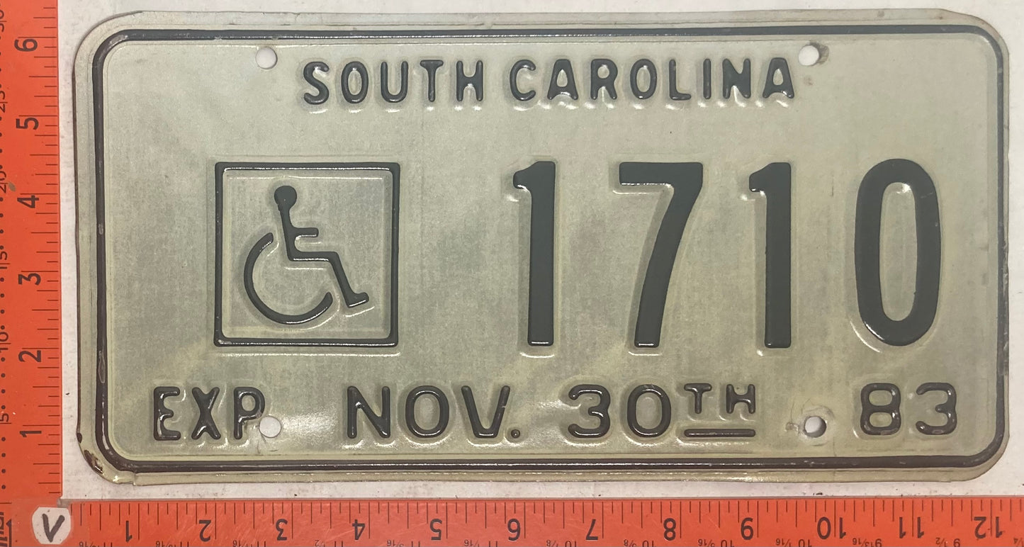 1983 South Carolina #1710 Passenger License Plate (Handicapped)