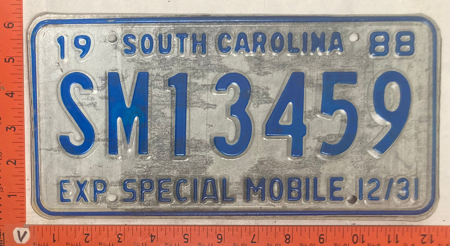 1988 South Carolina #SM13459 Special Mobile License Plate