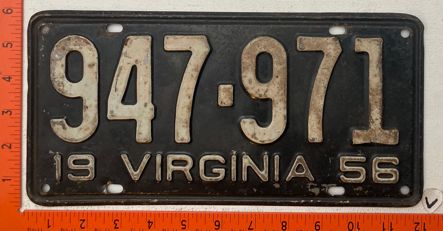 1956 Virginia #947-971 Passenger License Plate