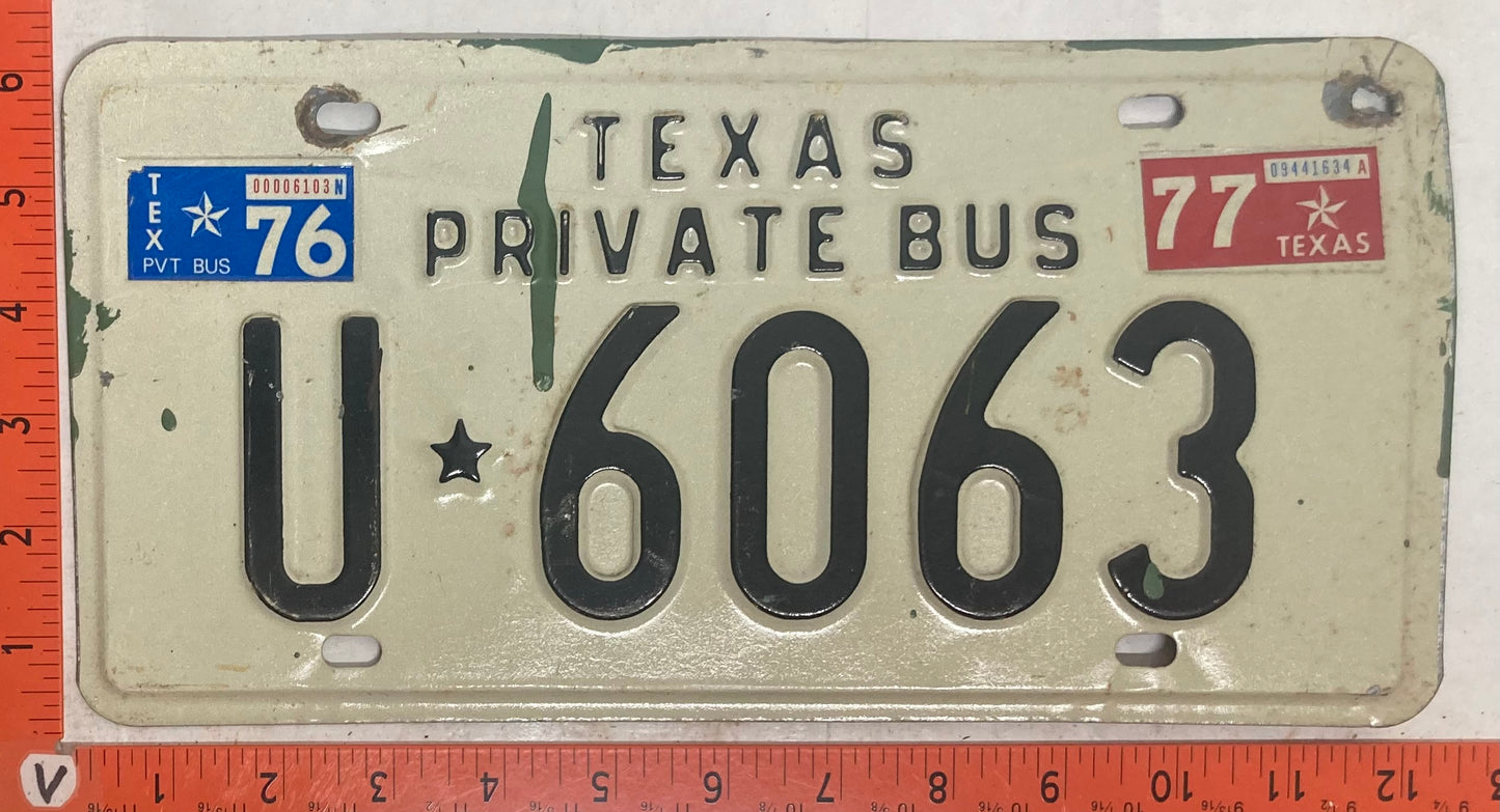 1977 Texas #U-6063 Private Bus License Plate