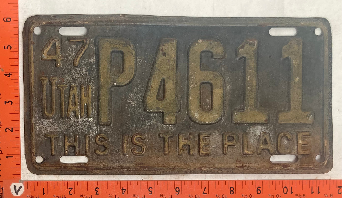 1947 Utah #P4611 Passenger License Plate